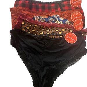 Splendies Women's Panties Set - Black, Red, Blue, Brown size 1X NWT